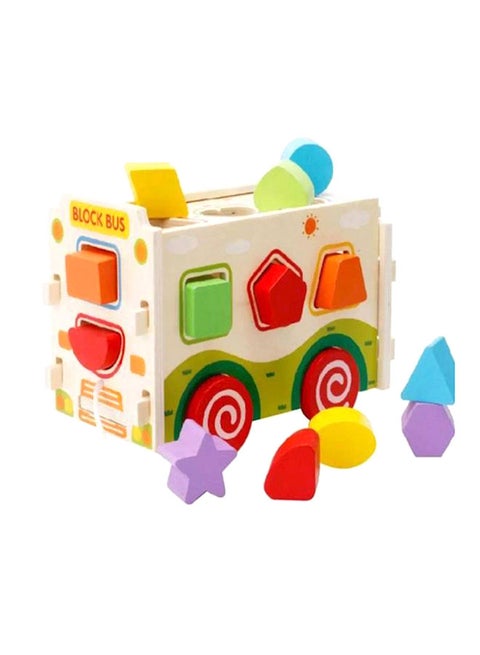 Blocks Bus Kids Geometric Shape Matching Trailer Cognition Early Educational Wooden Toys