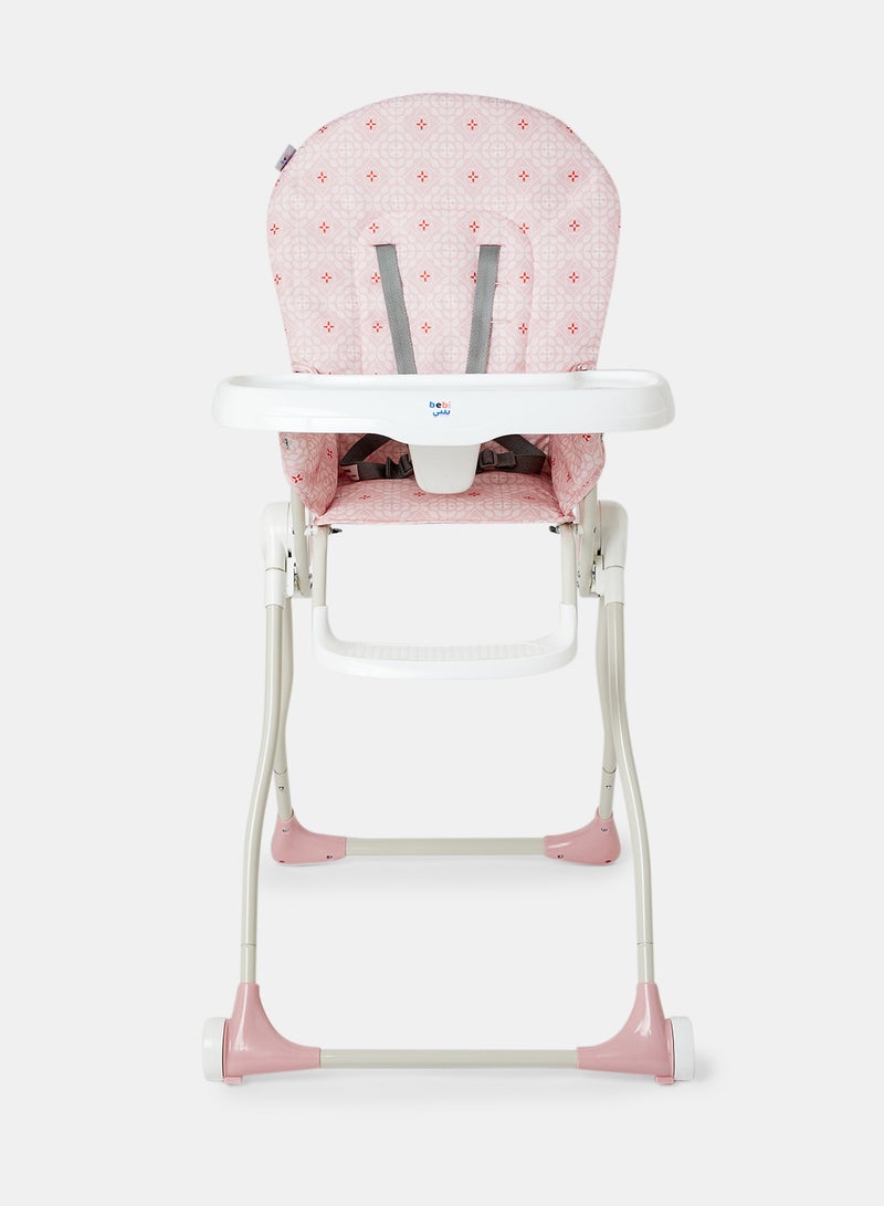 Bebi - Foldable Baby Feeding High Chair Lightweight And Foldable With Multiple Recline Modes Suitable For Babies For 6 Months To 3 Years Rose - Image 1