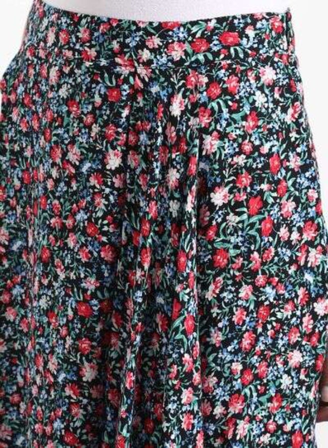 DRIP - Plated Detail Floral Print Midi Skirt Multicolour - Image 1