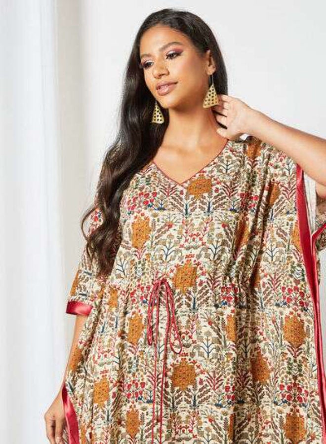 Zyna Fashion - Trendy Modest V-Neck Kaftan Multicolour - Image 1