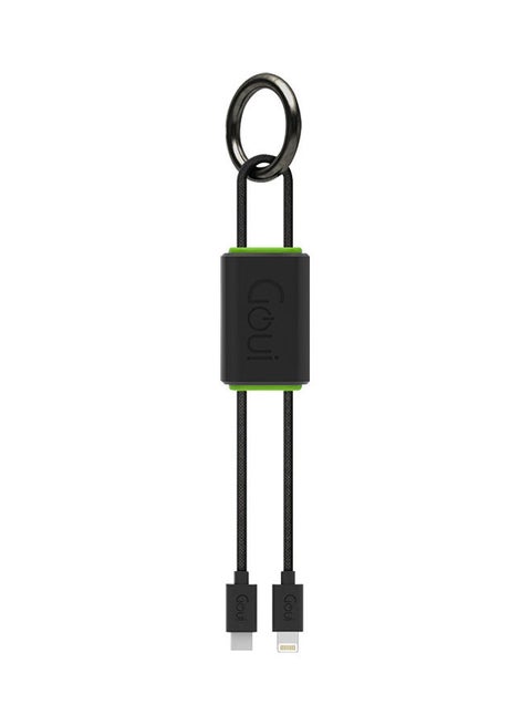 Lock Cable Lightning - C Lightning Key Chain Cable: Fast Charging, MFI Certified, Smart Apple Chip for iPhone, iPad, and iPod with Ring Hook & Wrist Strap (27cm) - Black
