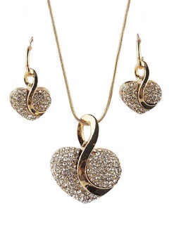 Heart Crystal Necklace With Earring And Chain