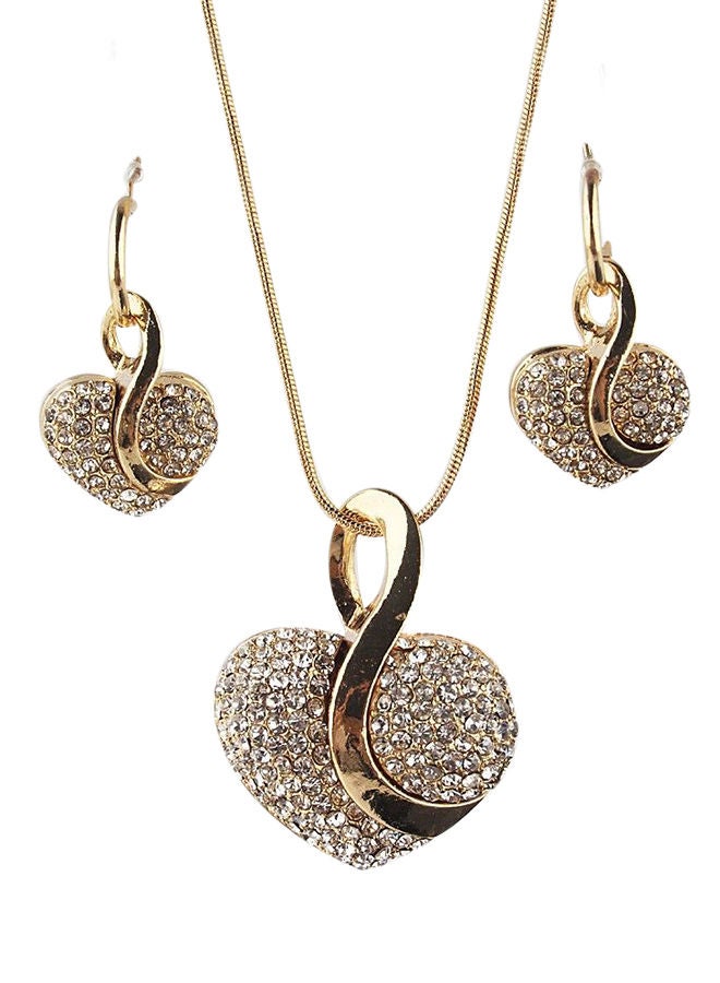 Generic - Heart Crystal Necklace With Earring And Chain - Image 1