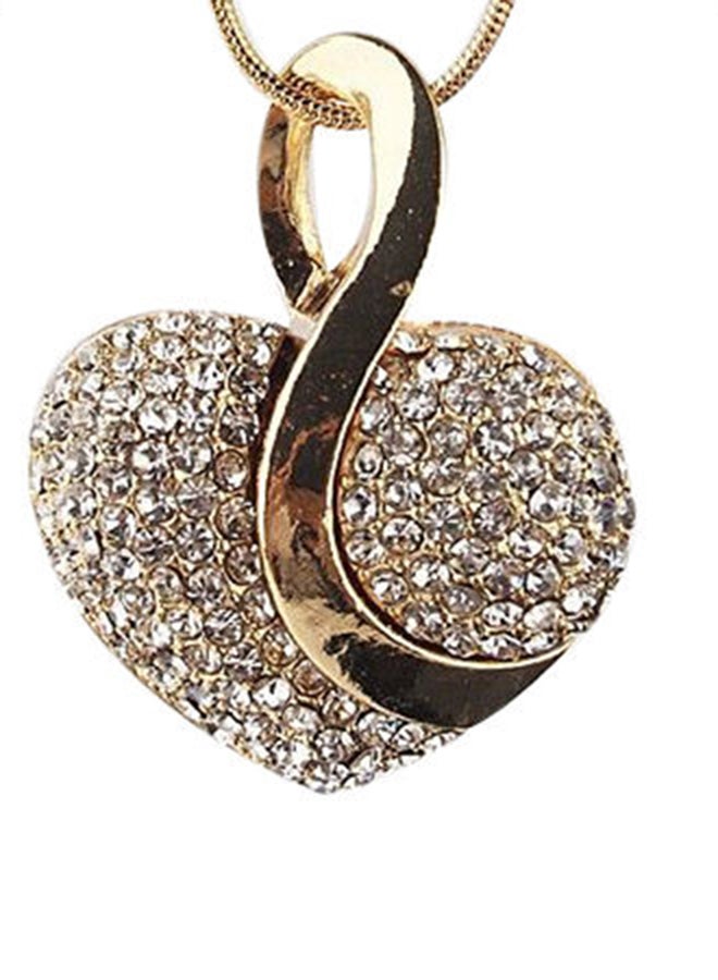 Generic - Heart Crystal Necklace With Earring And Chain - Image 1
