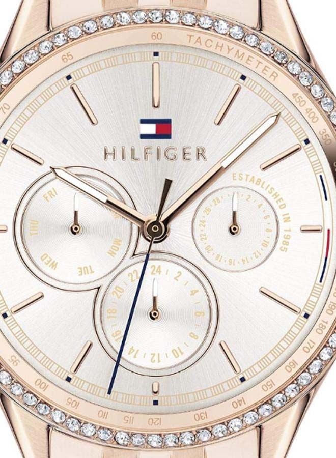 تومي هيلفيغر ساعة يد دائرية الشكل بعقارب وسوار من الستانلس ستيل طراز 1781978 - لون ذهبي للنساء - Image 4