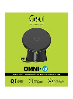 Goui Omni Qi 15W Magnetic Wireless Charger with Multi-Angle Rotation – Cable-Free Charging for Qi-Enabled Smartphones, Supports Apple & Samsung Quick Charging - Black  - Image 3
