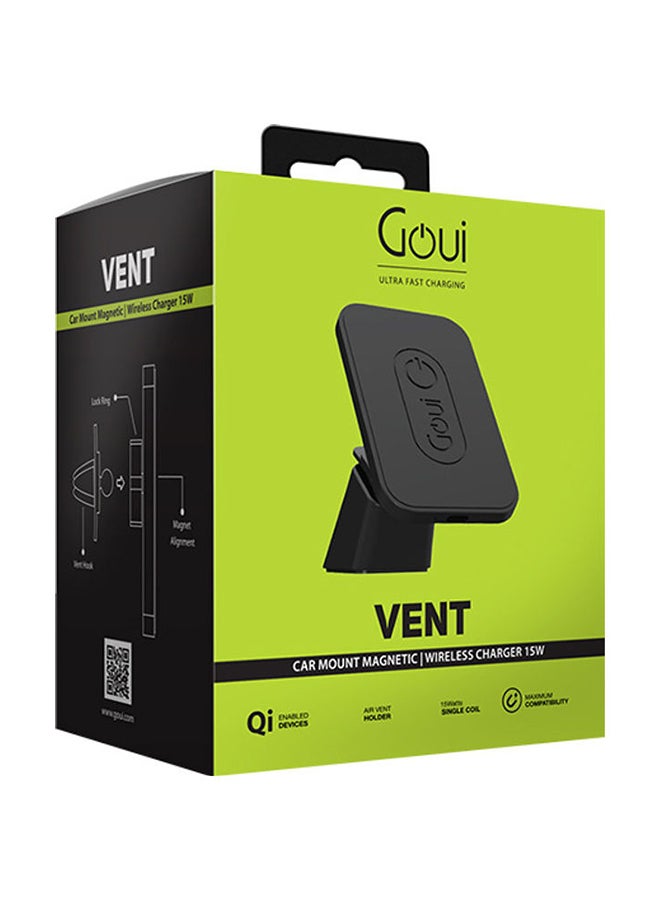 Goui - Vent Magnetic Wireless Charger – MagSafe Compatible, Multi-Angle Rotation, Type-C Input (5V/1.8A, 9V/2A, 12V/1.5A), 15W Wireless Output for Fast Charging - Black - Image 1
