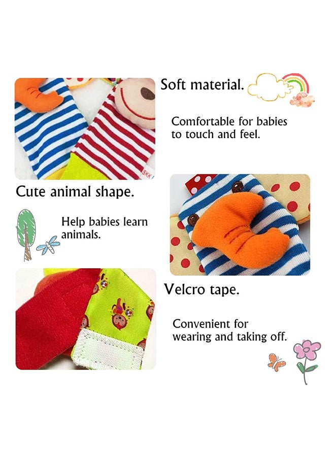 ThinkMax - 4-Piece Animal Designed Soft Baby Wrist Rattles And Foot Finders Socks Set - Image 1