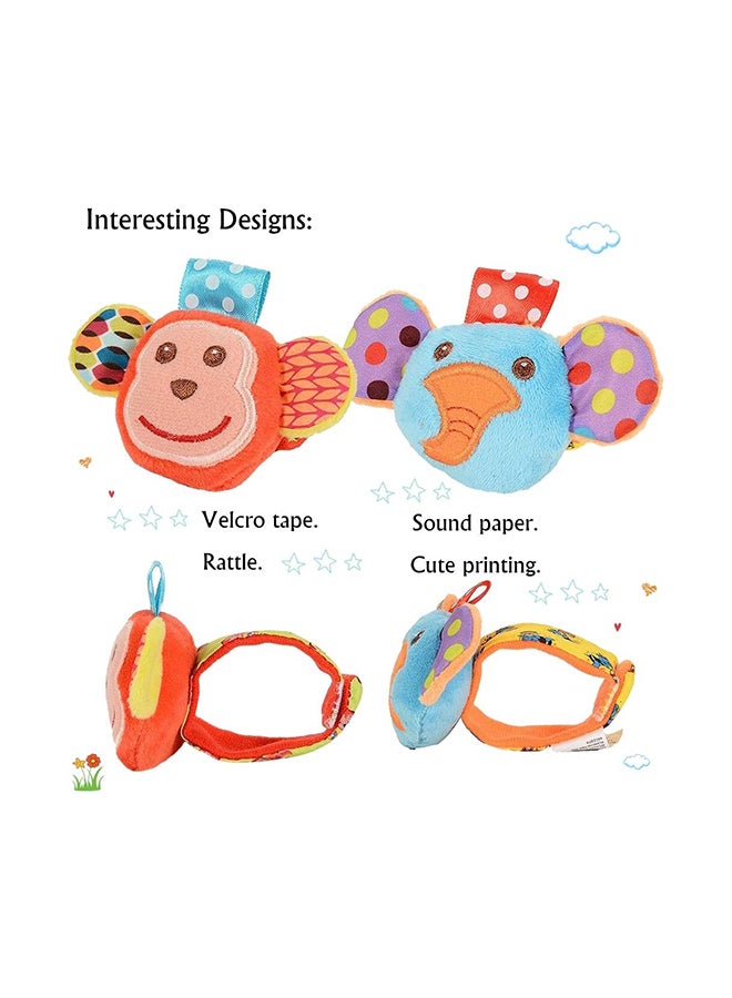 ThinkMax - 4-Piece Animal Designed Soft Baby Wrist Rattles And Foot Finders Socks Set - Image 1