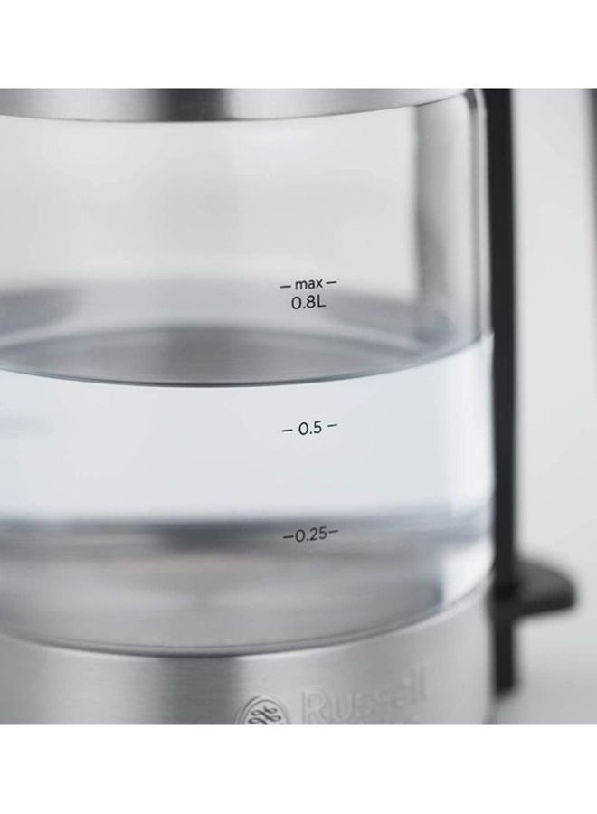 Russell Hobbs Illuminating Glass Electric Kettle With Auto Shut Off & Removable Mesh Filter, Compact & Powerful Stainless Steel Kettle for Home and Office Use 0.8 L 2200 W 24191 / 24191GCC Silver/Clear/Black  - Image 5
