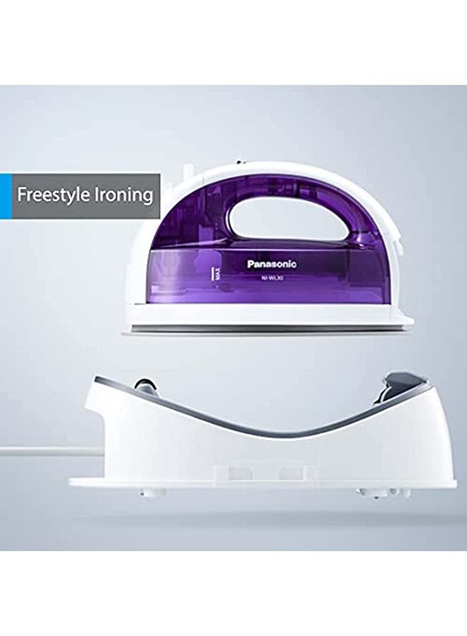 Panasonic - Cordless Steam Iron Multi Direction Sole Plate Detachable Water Tank Anti Calc 120 ml 1550 W NI-WL30VTH White/Purple - Image 1