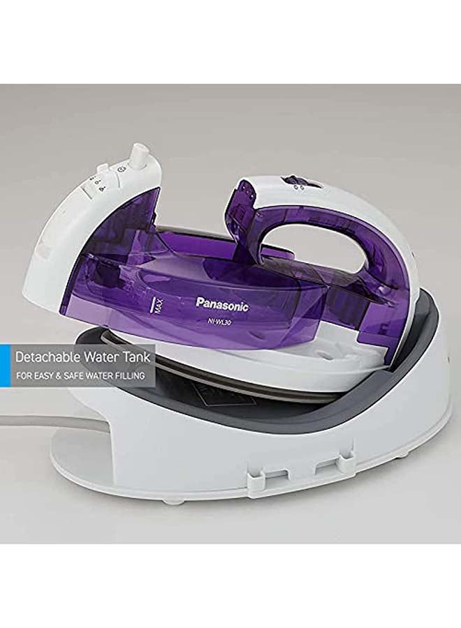 Panasonic - Cordless Steam Iron Multi Direction Sole Plate Detachable Water Tank Anti Calc 120 ml 1550 W NI-WL30VTH White/Purple - Image 1