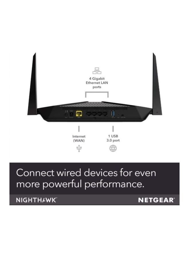RAX40 version 2, Nighthawk 4-Stream Dual-Band AX3000 WiFi 6 Router (up to 3Gbps) with USB 3.0 port, NETGEAR Armor & NETGEAR Smart Parental Controls Black
