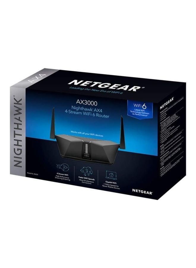 RAX40 version 2, Nighthawk 4-Stream Dual-Band AX3000 WiFi 6 Router (up to 3Gbps) with USB 3.0 port, NETGEAR Armor & NETGEAR Smart Parental Controls Black