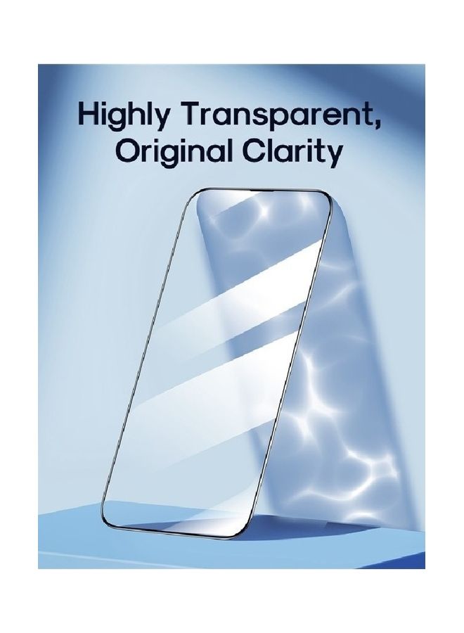 JOYROOM Anti-scratch and explosion Silk Printing Screen Protector Ultra Clear Full Covering Tempered Glass For iPhone 14 Pro 6.1" Clear/Black  - Image 4