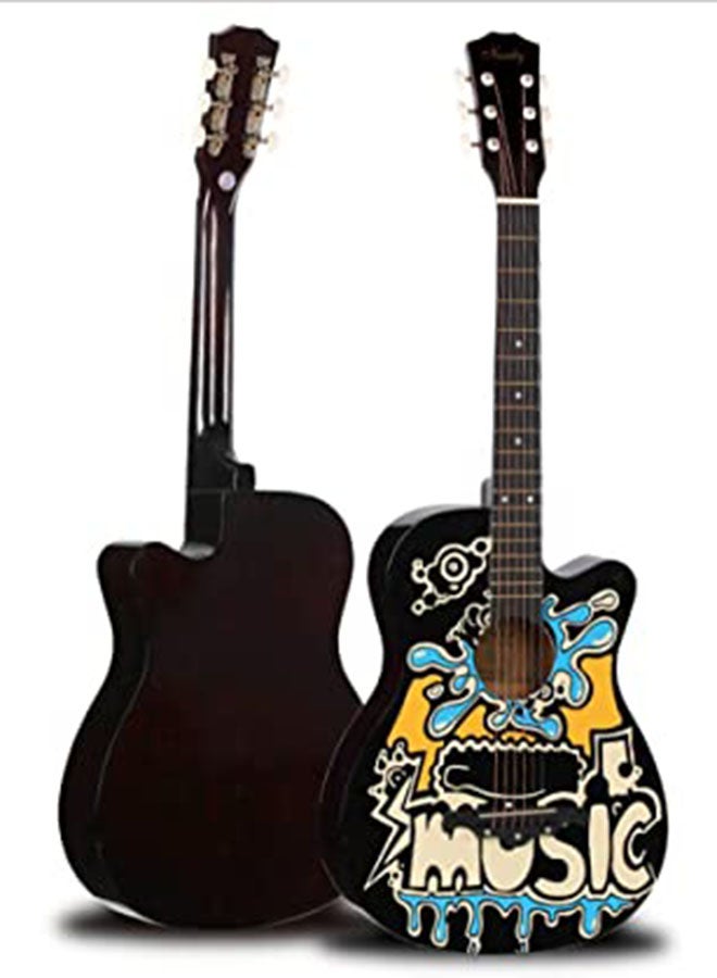 38-Inch 4 String Folk Printed Guitar With Case Vinyl