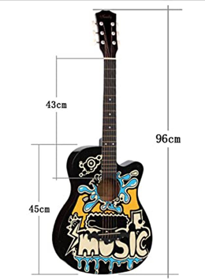 38-Inch 4 String Folk Printed Guitar With Case Vinyl