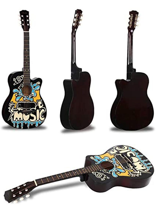 38-Inch 4 String Folk Printed Guitar With Case Vinyl