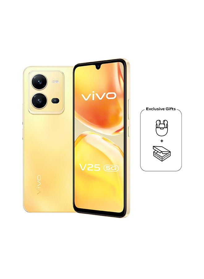 vivo - V25 5G Dual SIM 8GB RAM 128GB Sunrise Gold with TWS Air Earbud + Gift Box - Image 1