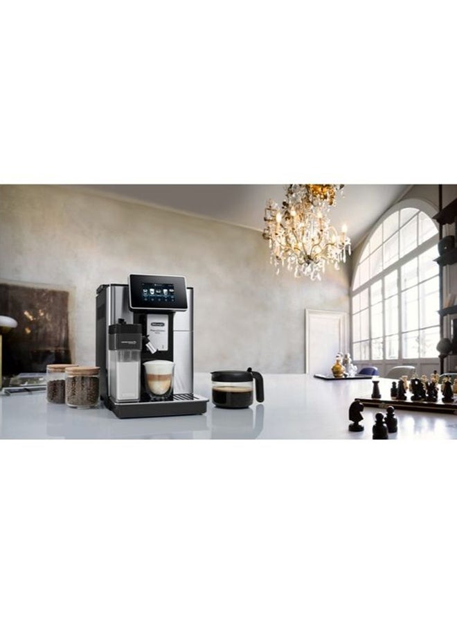 De'Longhi - PrimaDonna Soul, 19 Bar, Digital Display, Fully Automatic Coffee Machine, Automatic Milk Frother, Built In Grinder, 2 L 1450 W ECAM610.75.MB Silver - Image 1