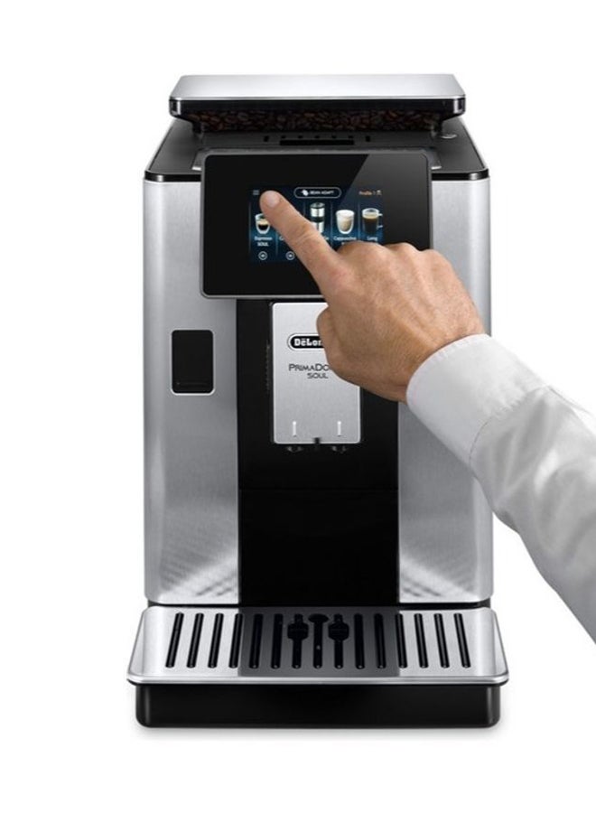 De'Longhi - PrimaDonna Soul, 19 Bar, Digital Display, Fully Automatic Coffee Machine, Automatic Milk Frother, Built In Grinder, 2 L 1450 W ECAM610.75.MB Silver - Image 1