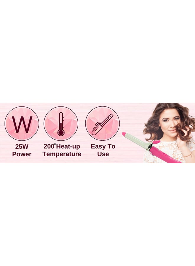 SONASHI - Hair Curler For All Hair Types Temperature Setting Of 200 Degree With ONOFF Switch And 360 degree swivel cord Hanging Loop SHC-3002 Pink/Silver - Image 1