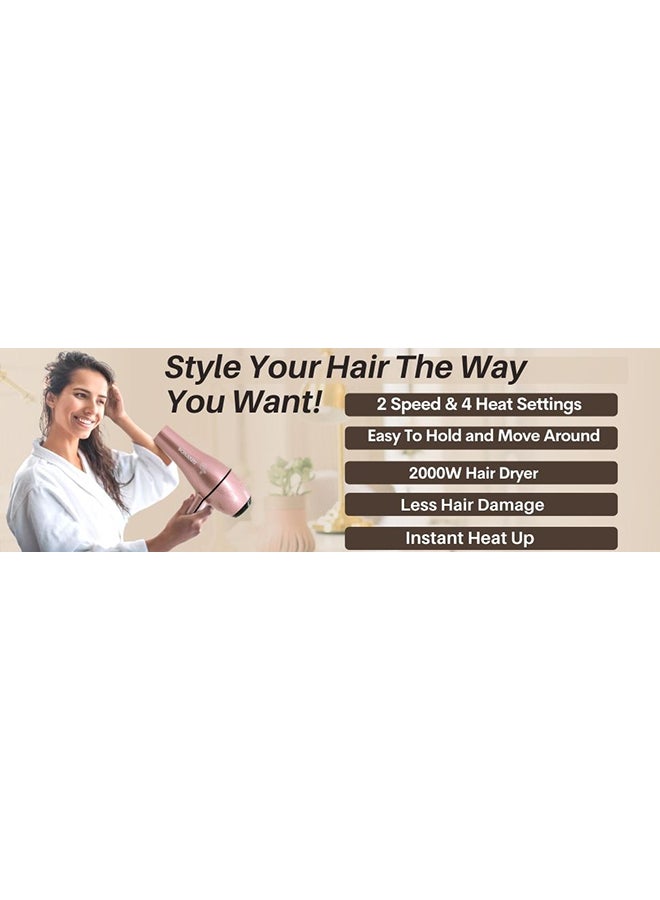 SONASHI - Hair Dryer 2000W  Builtin 2 HeatAirflow Settings with Cool Shot Function  AC Motor with Cold and Hot Wind Feature  Stylish Lightweight Design For Comfort Use  SHD-3046 Rose-Gold - Image 1