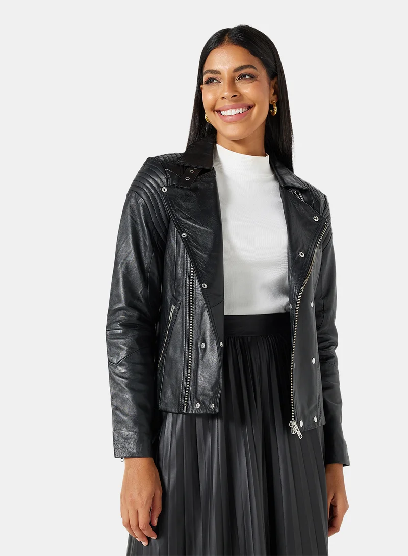 Y.A.S Leather Jacket Black