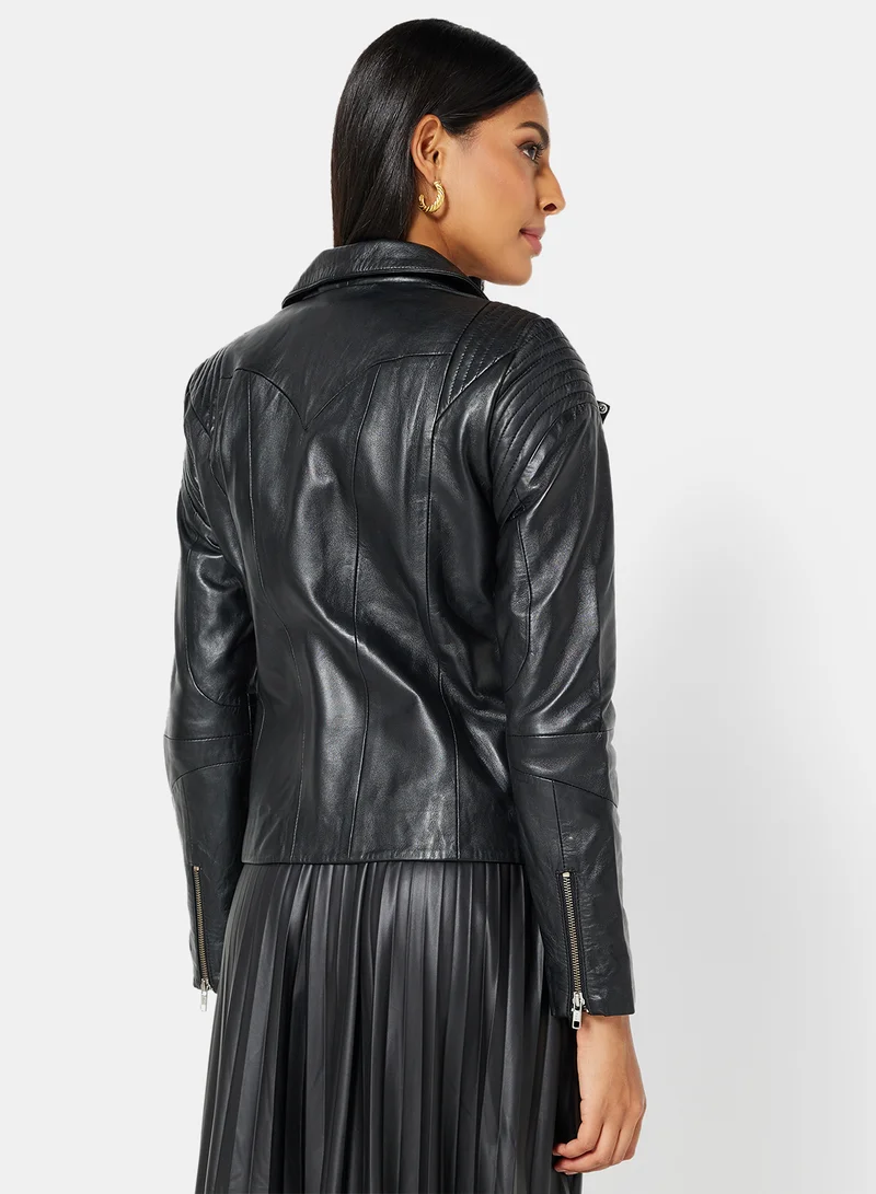 Y.A.S Leather Jacket Black