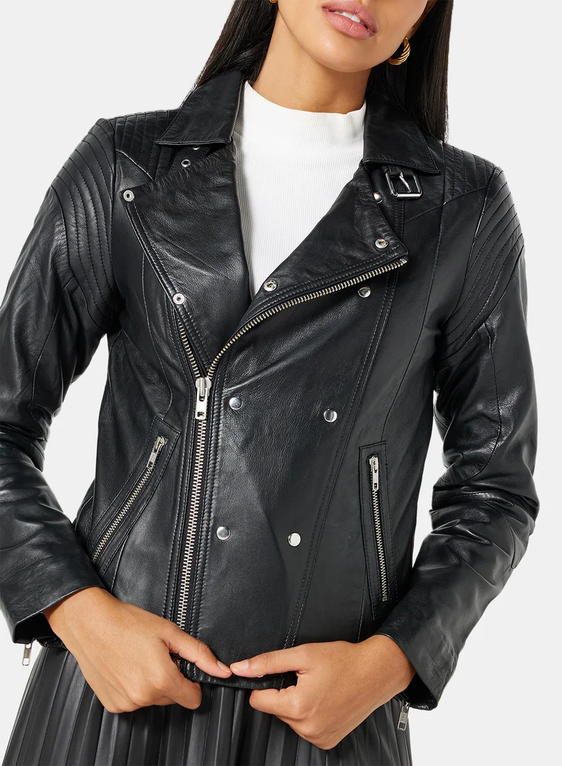 Y.A.S Leather Jacket Black