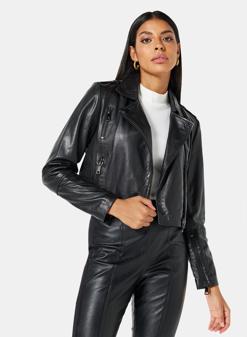 Ted Baker Leather Biker Jacket Black  - Image 1