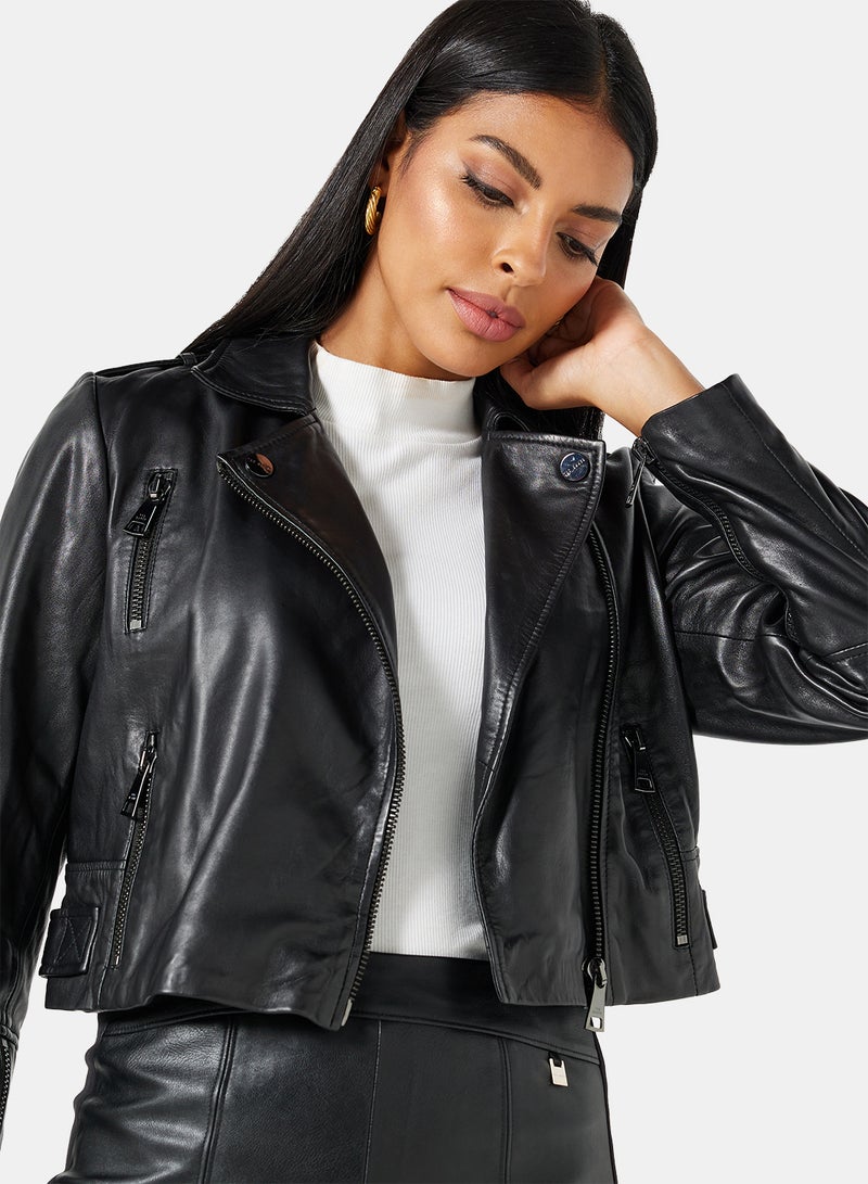 Ted Baker Leather Biker Jacket Black  - Image 3