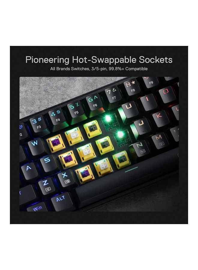 REDRAGON - Redragon K628 Pollux 75% Wired RGB Gaming Keyboard, 78 Keys Hot-Swappable Compact Mechanical Keyboard w/100% Hot-Swap Socket, Free-Mod Plate Mounted PCB & Dedicated Arrow and Numpad, Red Switch - Image 1