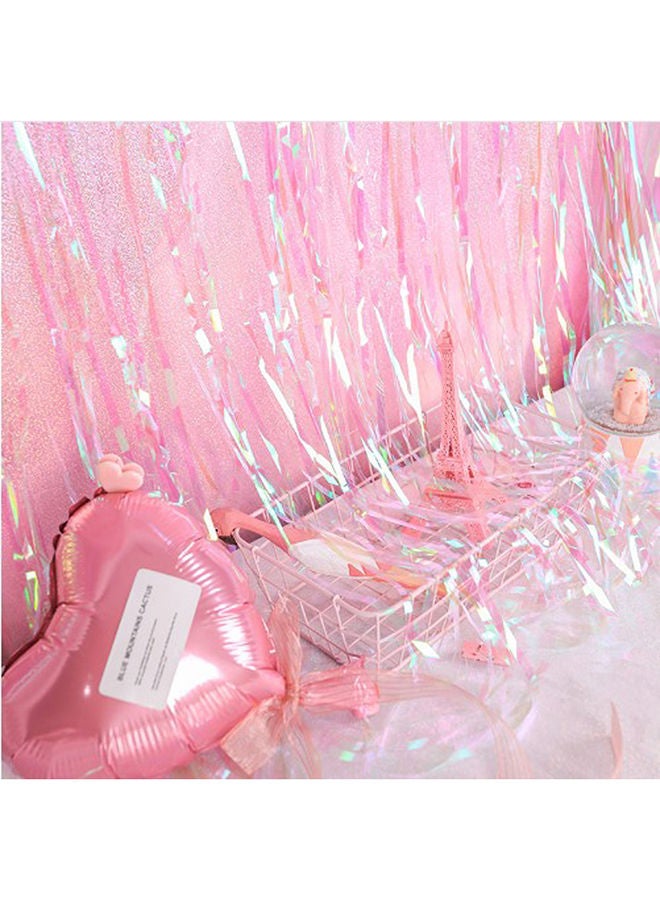Metallic Foil Fringe Curtain With Double Side Adhesive Tape Pink And Purple Color  - Image 2