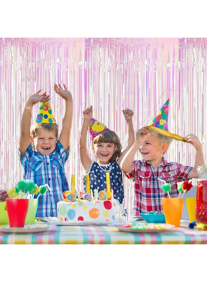 Metallic Foil Fringe Curtain With Double Side Adhesive Tape Pink And Purple Color  - Image 5