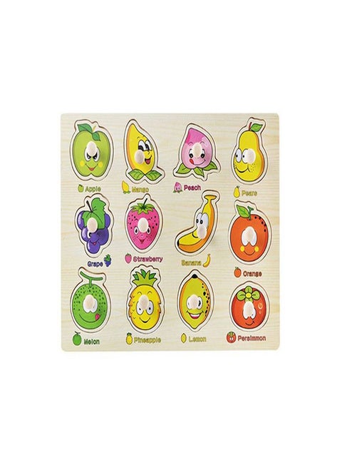 12-Piece Fruit Designed Wooden Pegged Puzzle