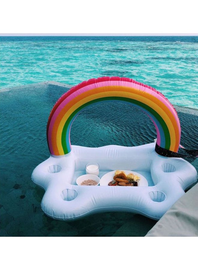 Generic - Inflatable Swimming Pool Portable Multicolour Multi Cups And Plate Holder With Rainbow Design 50x90x50cm - Image 1