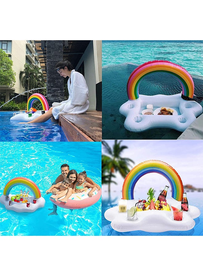 Generic - Inflatable Swimming Pool Portable Multicolour Multi Cups And Plate Holder With Rainbow Design 50x90x50cm - Image 1