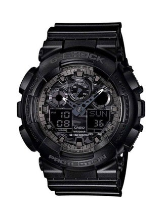 ساعة يد رقمية بعقارب وسوار من المطاط بتصميم دائري مقاس 47 مم - لون أسود - طراز GA-100CF-1ADR للرجال - v1664458768/N11026128A_1