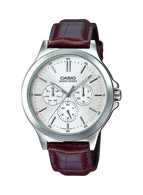 Men's Leather Analog Watch CASIOMTP-V300L-7AUDF - 40 mm - Brown
