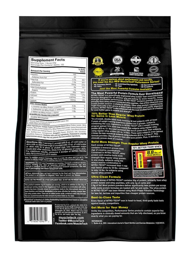 MuscleTech - Nitro Tech Whey Isolate+ Lean Muscle Builder Protein - Milk Chocolate - 4.54 Kg - Image 1