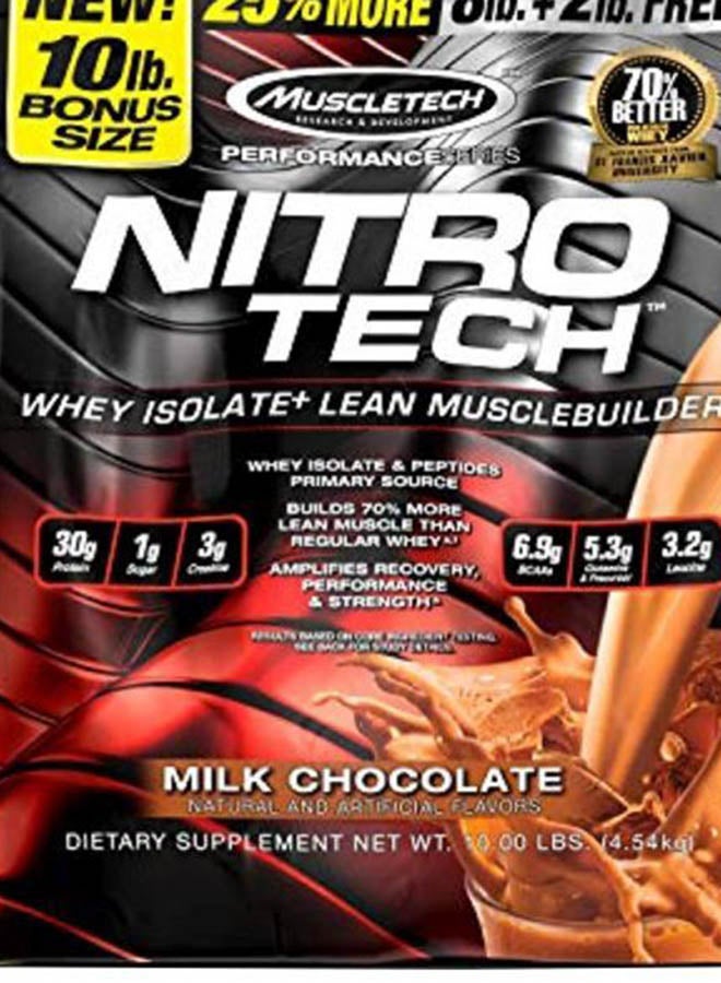 MuscleTech - Nitro Tech Whey Isolate+ Lean Muscle Builder Protein - Milk Chocolate - 4.54 Kg - Image 1
