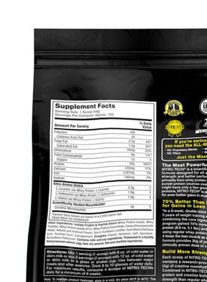 MuscleTech - Nitro Tech Whey Isolate+ Lean Muscle Builder Protein - Milk Chocolate - 4.54 Kg - Image 1
