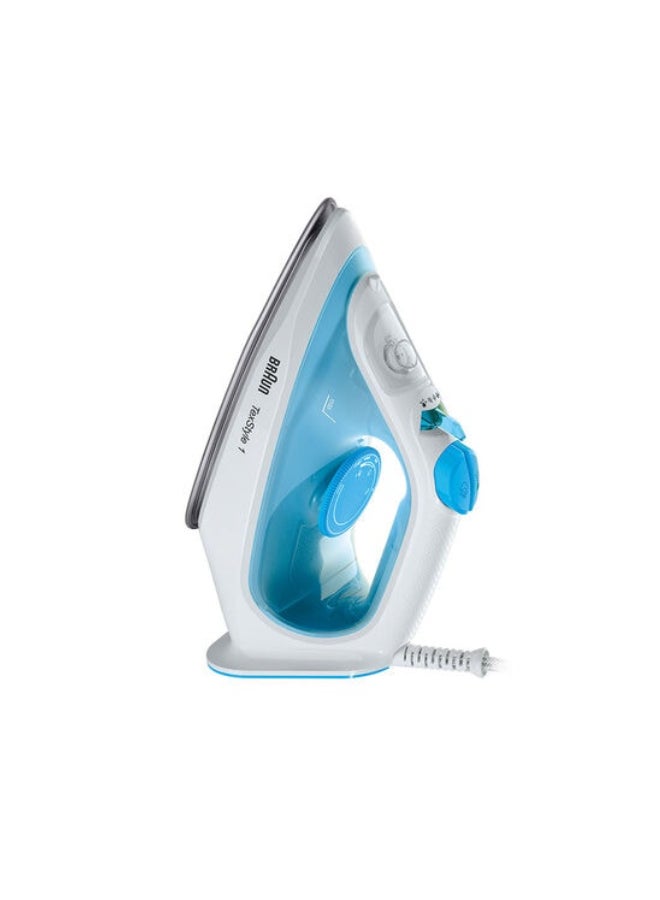 BRAUN - Steam Iron, 120g Steam Shot per Minute, Super Ceramic Soleplate, Self Clean, Anti Drip, Water Spray, 50% Energy Saving, 220 ml 2000 W SI1050BL White/Blue - Image 1