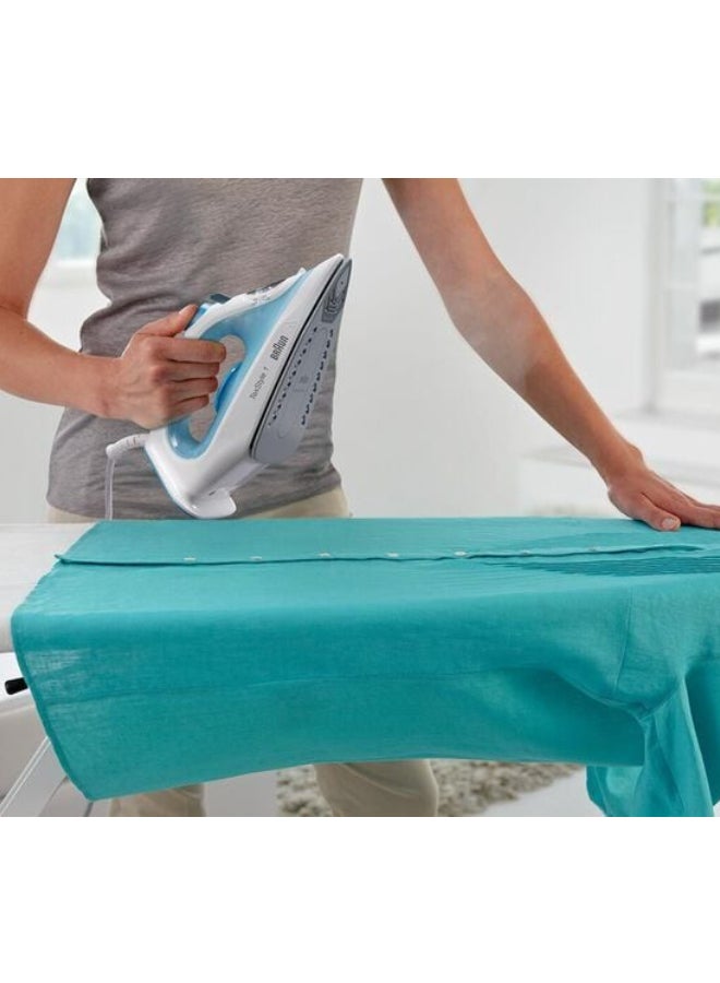 BRAUN - Steam Iron, 120g Steam Shot per Minute, Super Ceramic Soleplate, Self Clean, Anti Drip, Water Spray, 50% Energy Saving, 220 ml 2000 W SI1050BL White/Blue - Image 1