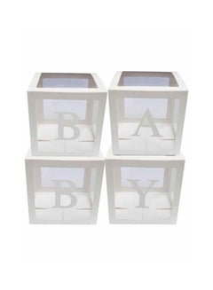 4-Piece Baby Decorative Balloon Box Set 26 Letters Az Included White Color 12x12x12inch