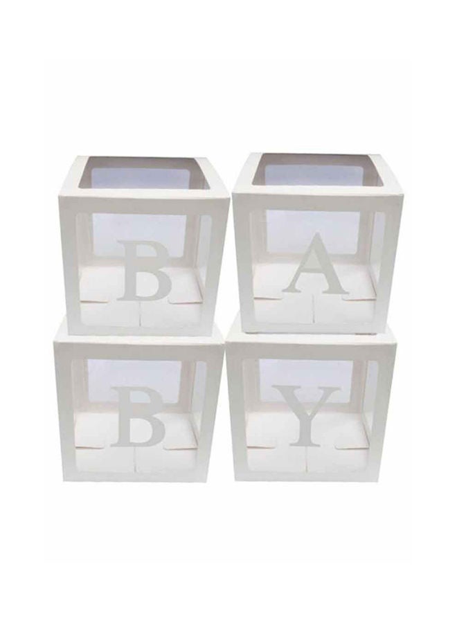 Generic - 4-Piece Baby Decorative Balloon Box Set 26 Letters Az Included White Color 12x12x12inch - Image 1