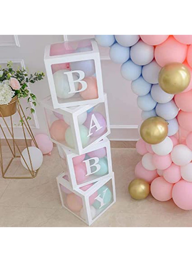Generic - 4-Piece Baby Decorative Balloon Box Set 26 Letters Az Included White Color 12x12x12inch - Image 1