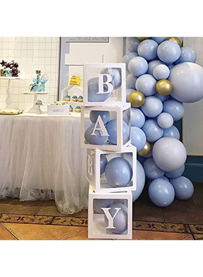Generic - 4-Piece Baby Decorative Balloon Box Set 26 Letters Az Included White Color 12x12x12inch - Image 1