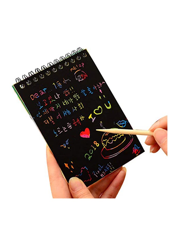 4-Piece Scratch Art Notebooks Set With Rainbow Color Scratch Off Papers And Stencils  - Image 2